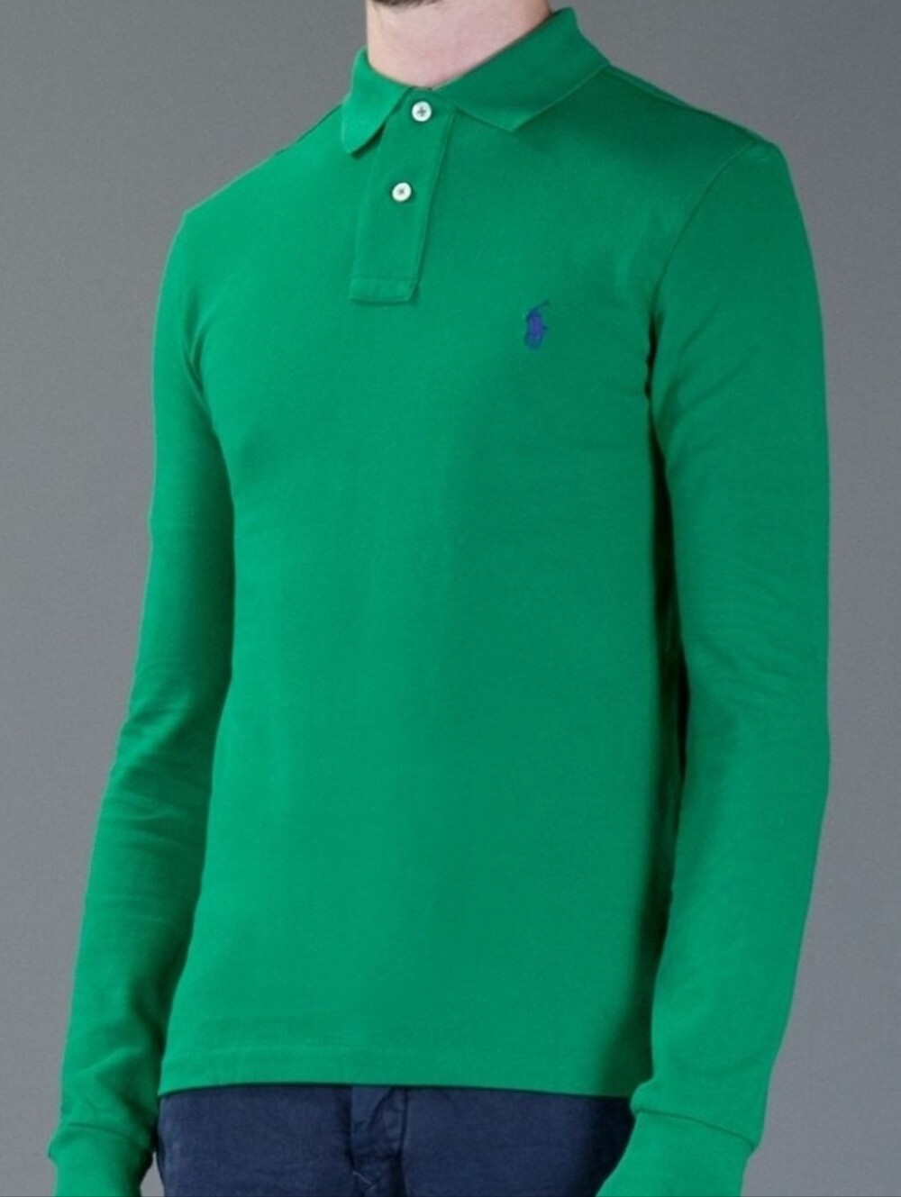 LARGE VINTAGE Ralph Lauren Bright Green Polo Sweater Orange Pony PIMA COTTON